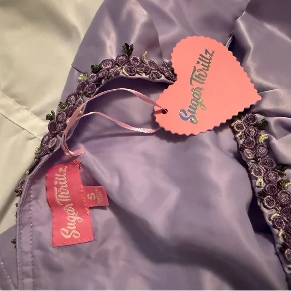 NWT Dolls Kill Sugar Thrillz Lace Up Mini Dress Light Purple Rapunzel Costume - Picture 3 of 3